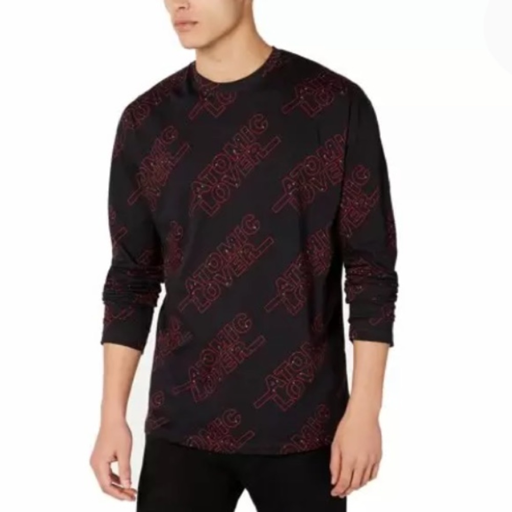 NEW Hugo Boss Mens Atomic Lover Long Sleeve Shirt, Size Medium, Black